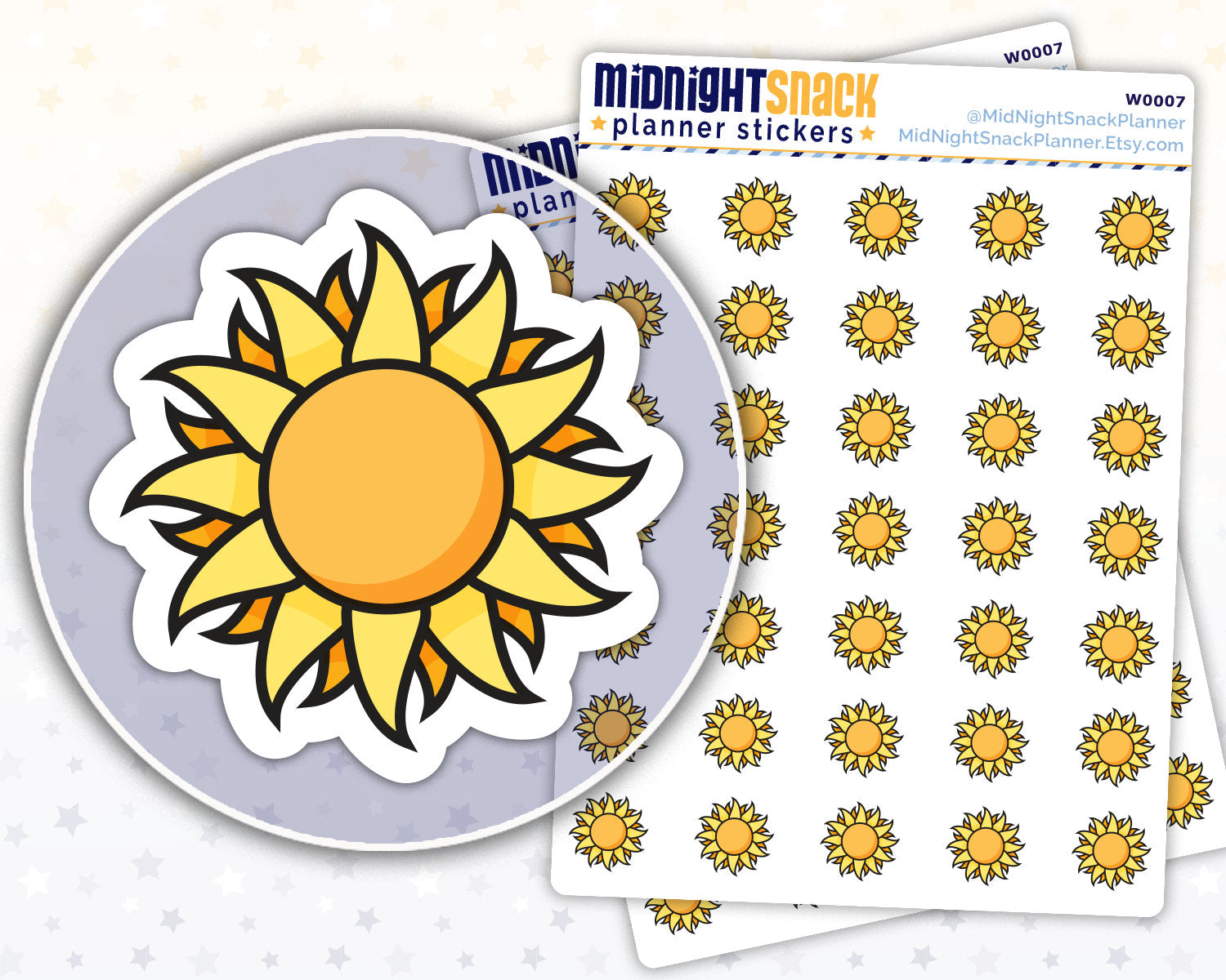 Sun Icon: Weather Planner Stickers Midnight Snack Planner