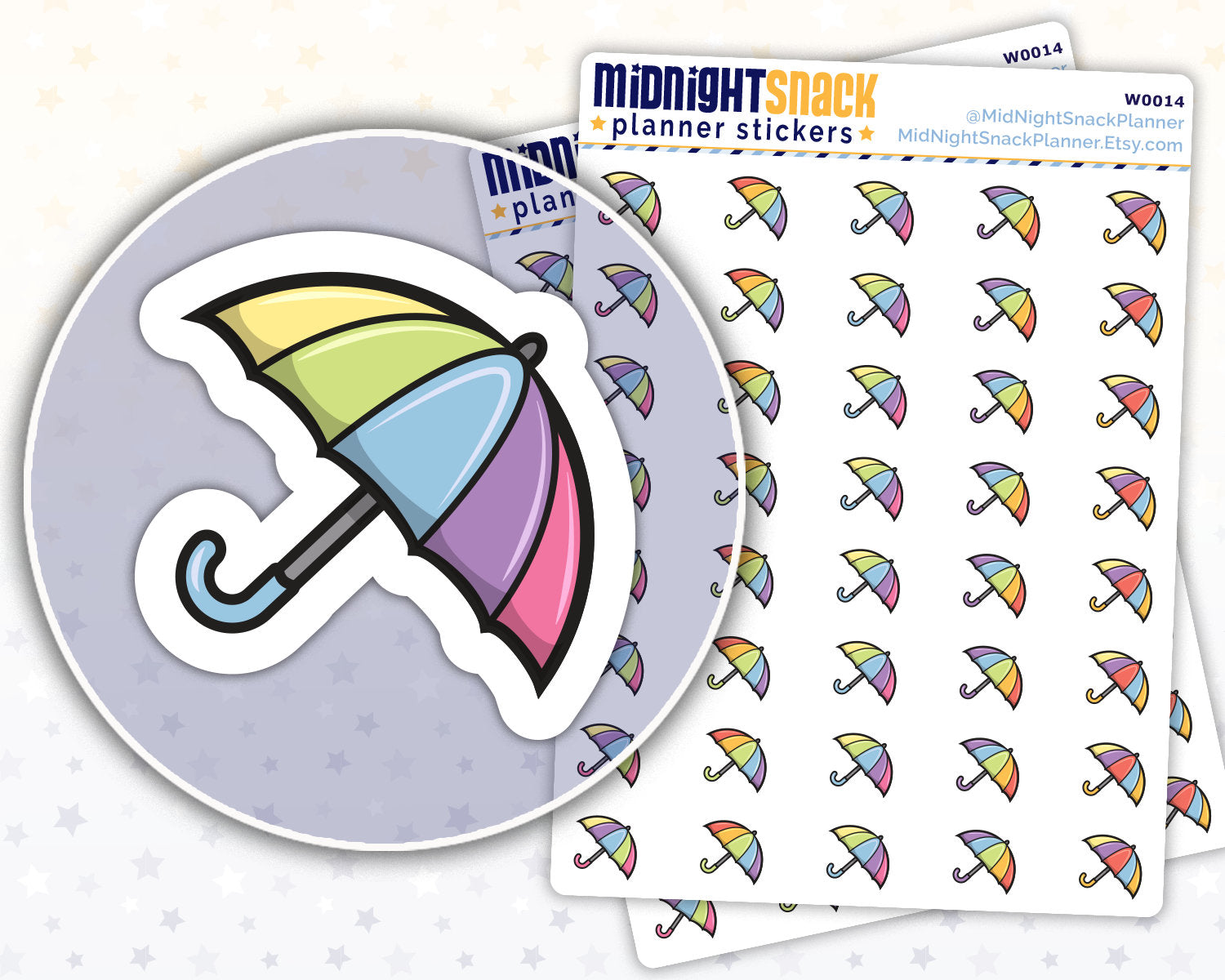 Umbrella Icon: Weather Planner Stickers Midnight Snack Planner