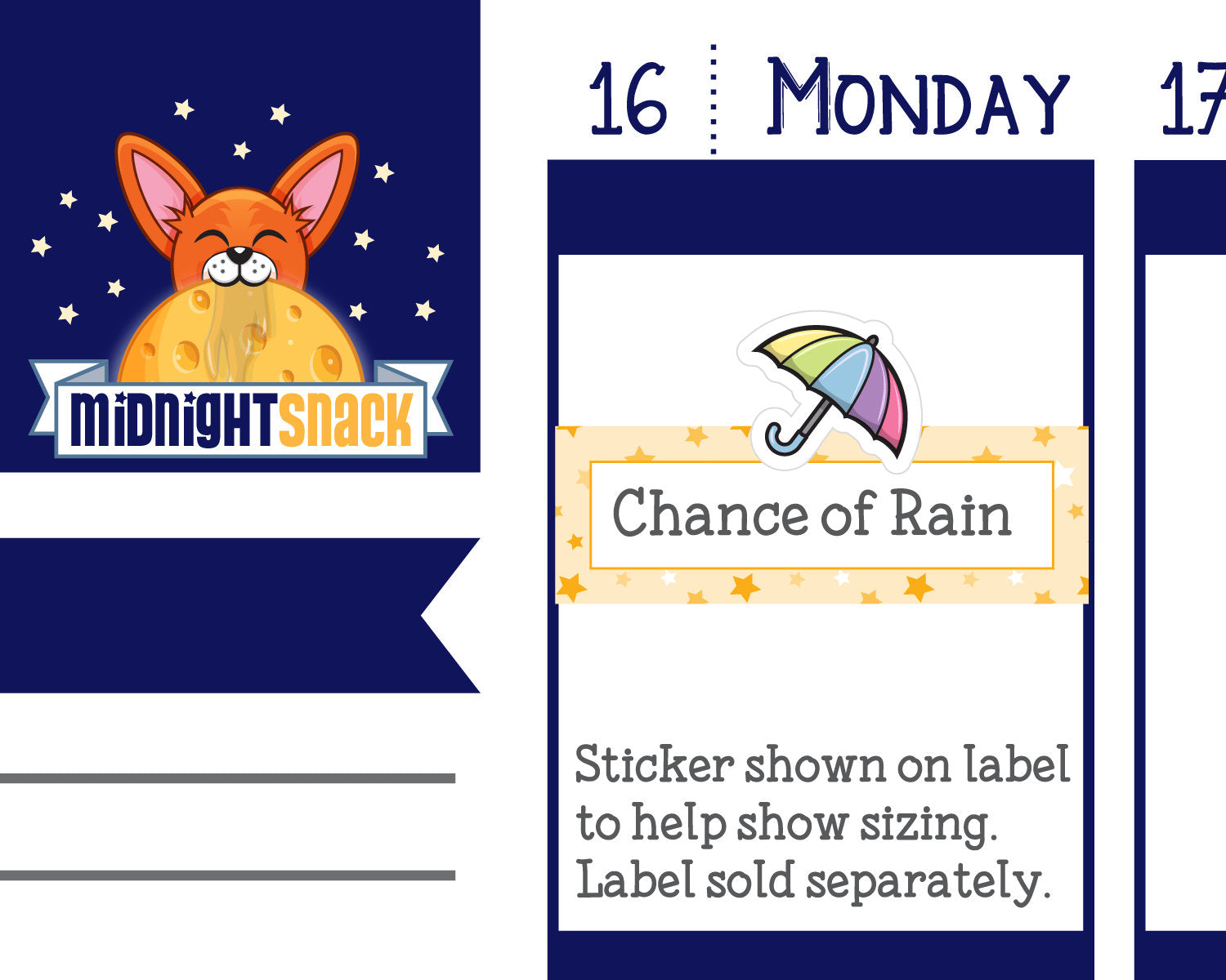 Umbrella Icon: Weather Planner Stickers Midnight Snack Planner