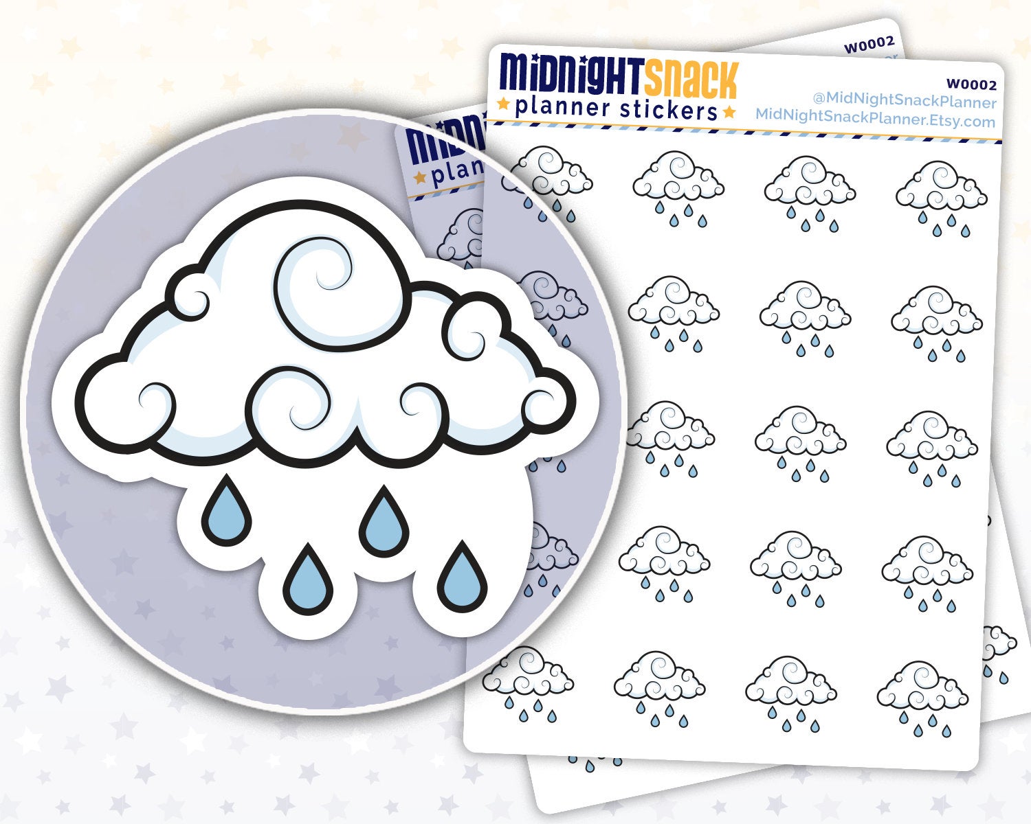 Rainy Day Icon: Weather Planner Stickers Midnight Snack Planner