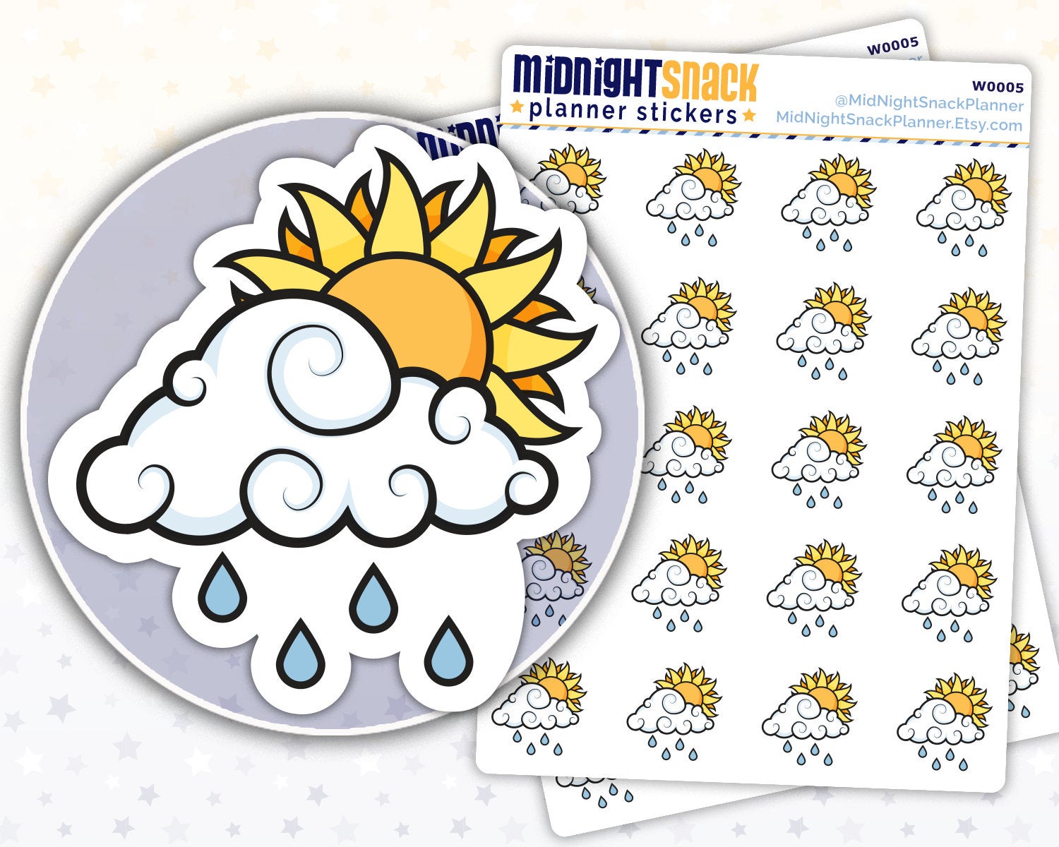 Scattered Showers Icon: Weather Planner Stickers Midnight Snack Planner