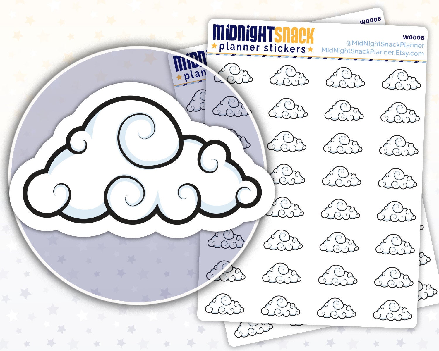 Cloud Icon: Weather Planner Stickers Midnight Snack Planner