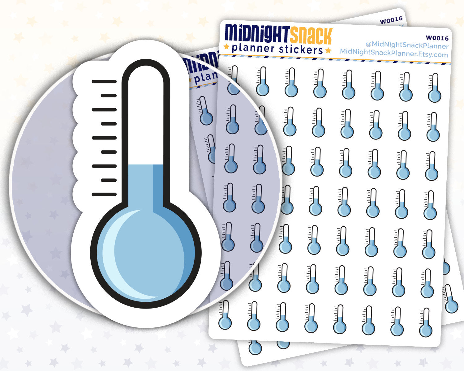 Cold Temperature Thermometer Icon: Weather Planner Sticker Midnight Snack Planner