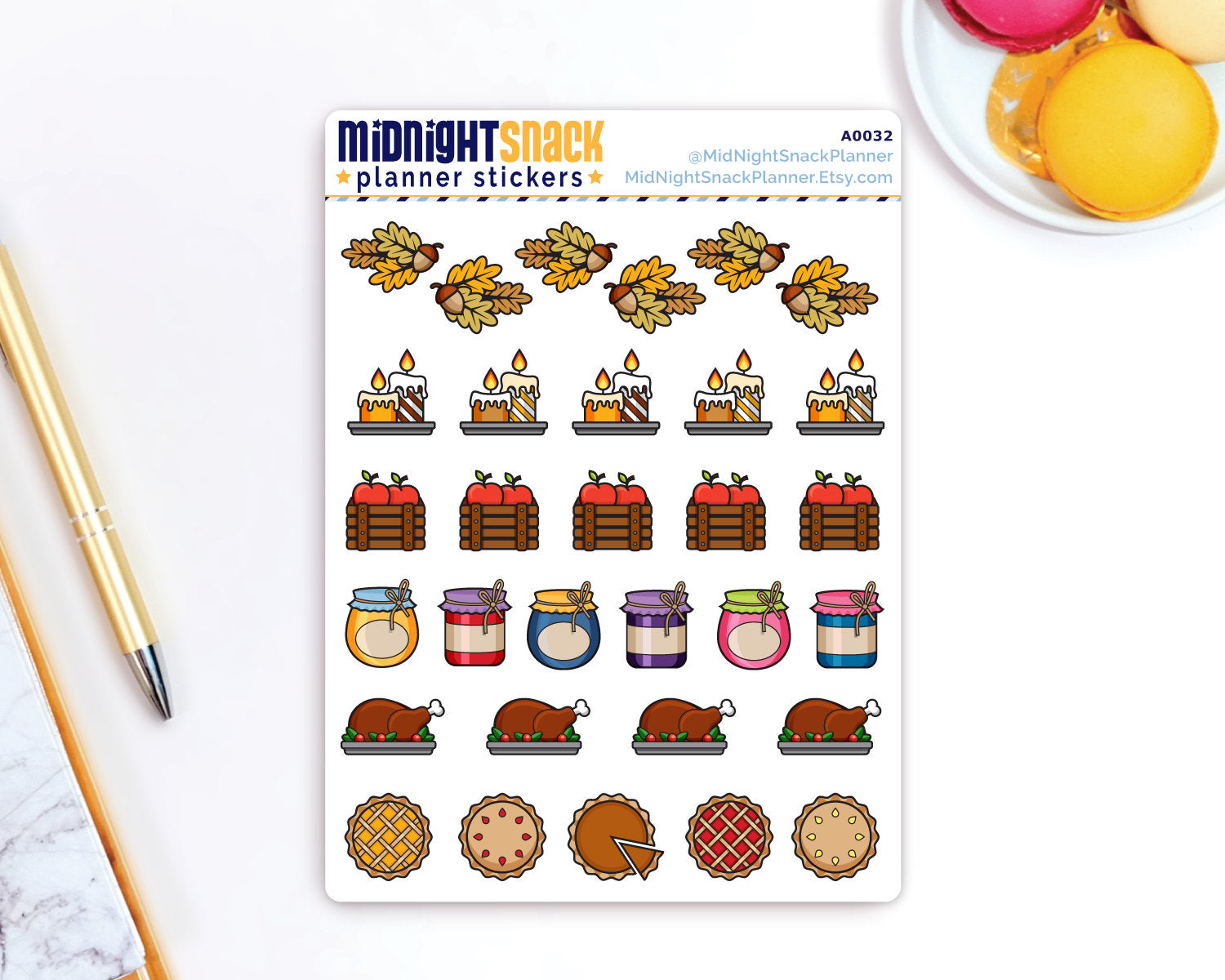 Thanksgiving Sampler: Fall Holiday Planner Stickers Midnight Snack Planner