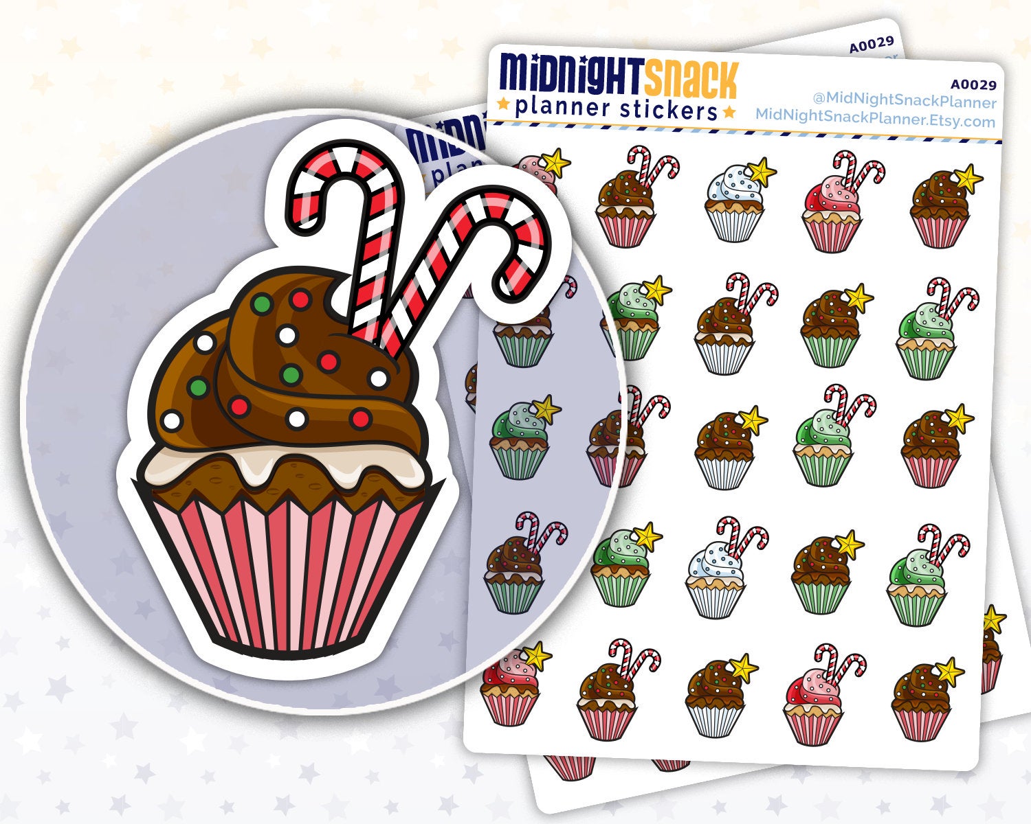 Christmas Cupcake Icons: Holiday Baking Planner Stickers Midnight Snack Planner