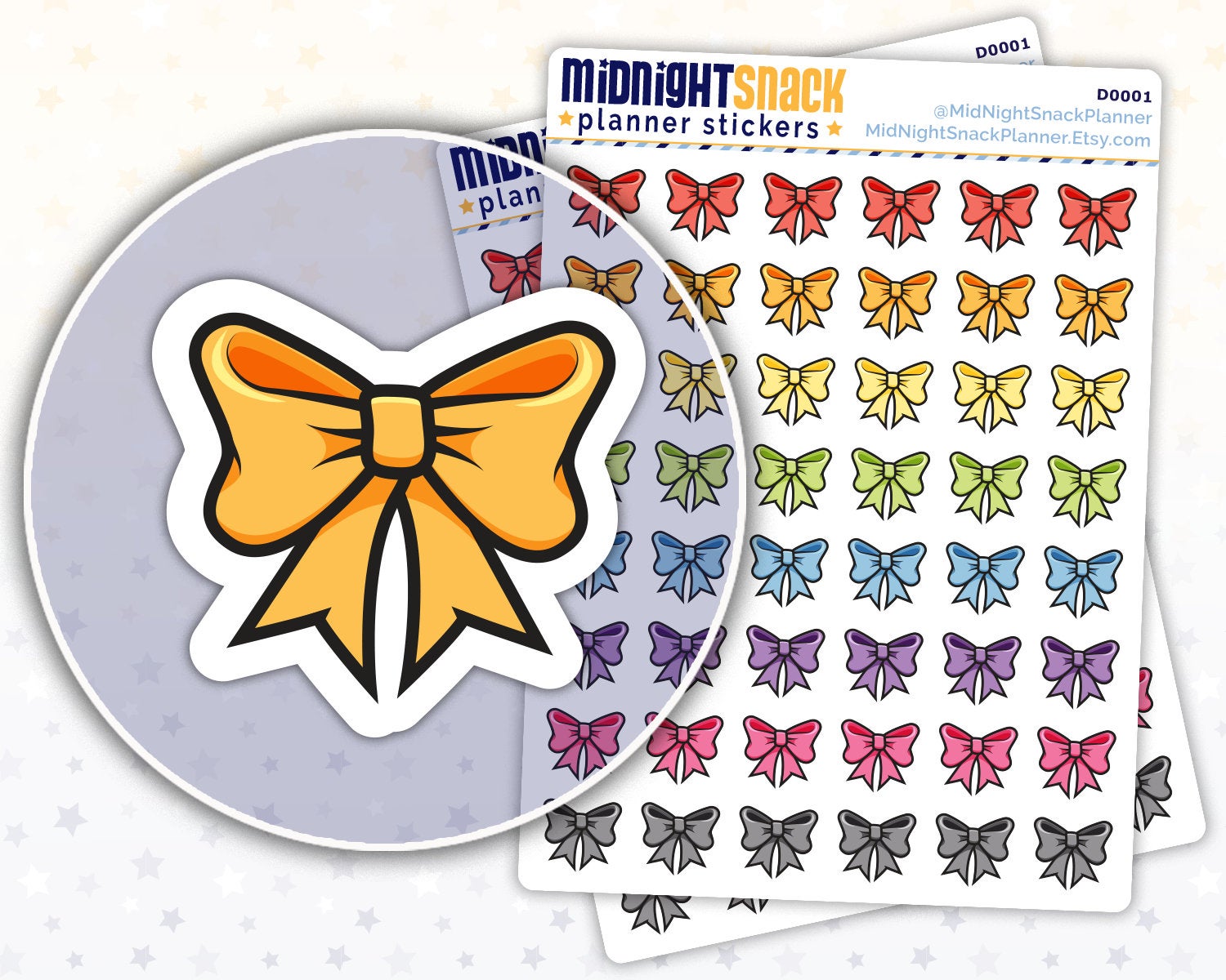 Bow Icon: Decorative Planner Stickers Midnight Snack Planner