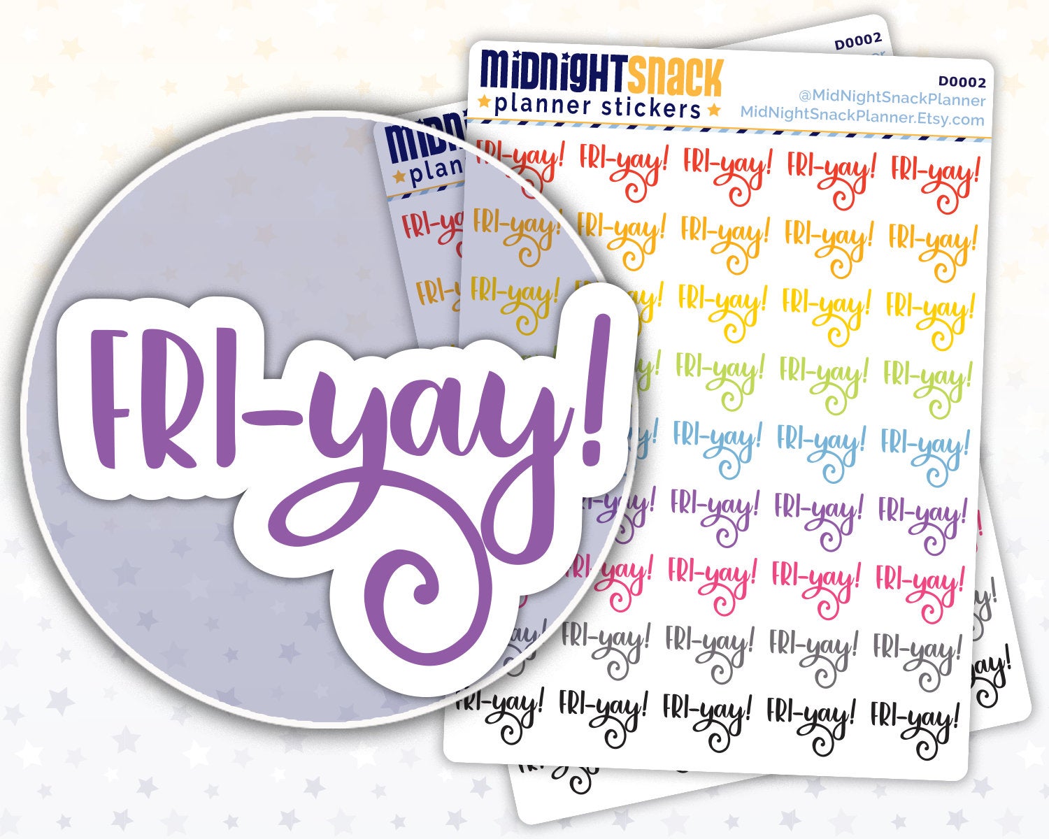 Fri-Yay! Script Word Planner Stickers Midnight Snack Planner