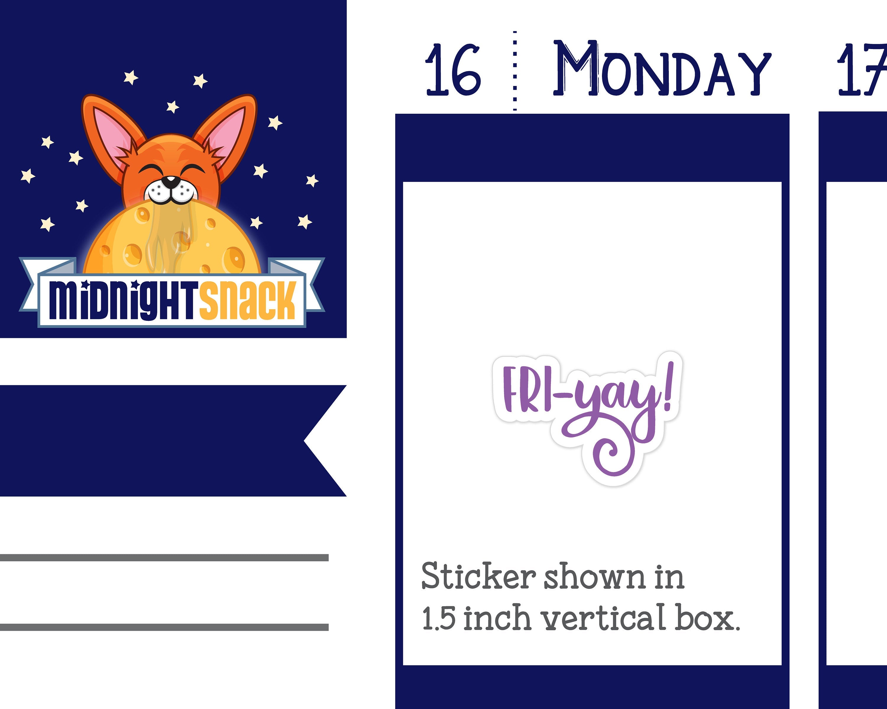 Fri-Yay! Script Word Planner Stickers Midnight Snack Planner