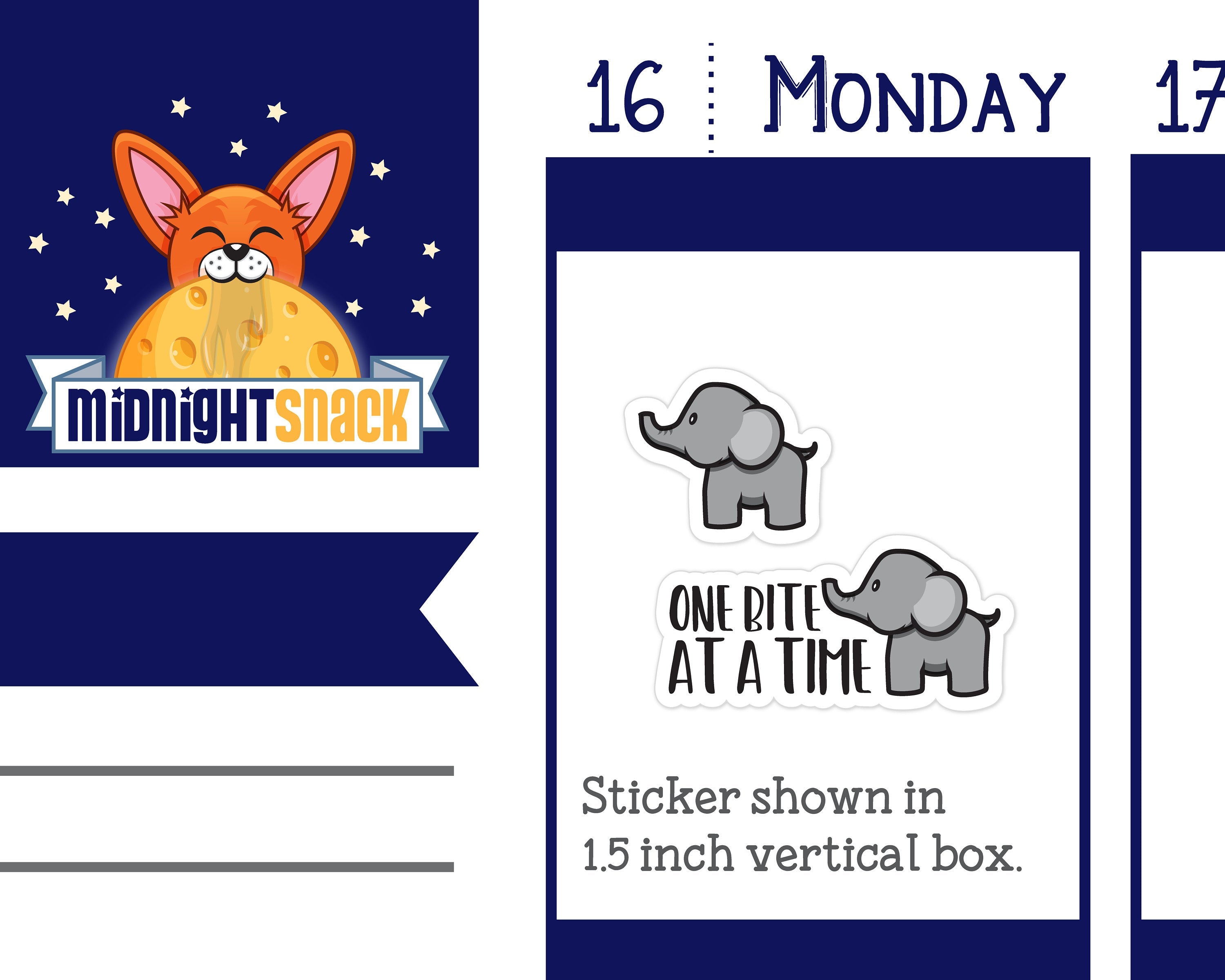 One Bite at a Time Elephant Stickers: Daily Task Reminder Planner Stickers Midnight Snack Planner