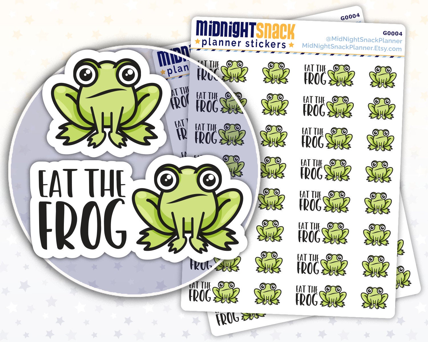 Eat the Frog Stickers: Daily Task Reminder Planner Stickers Midnight Snack Planner