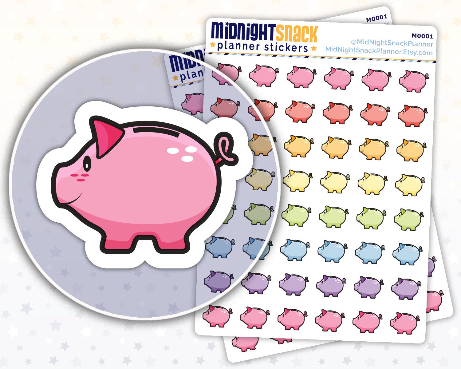 Piggy Bank Icon: Savings Account Planner Stickers Midnight Snack Planner