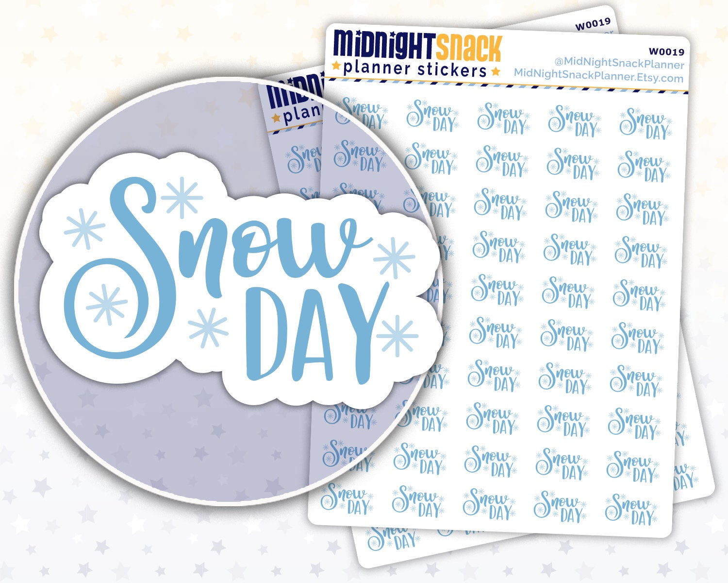 Snow Day Script Planner Stickers Midnight Snack Planner