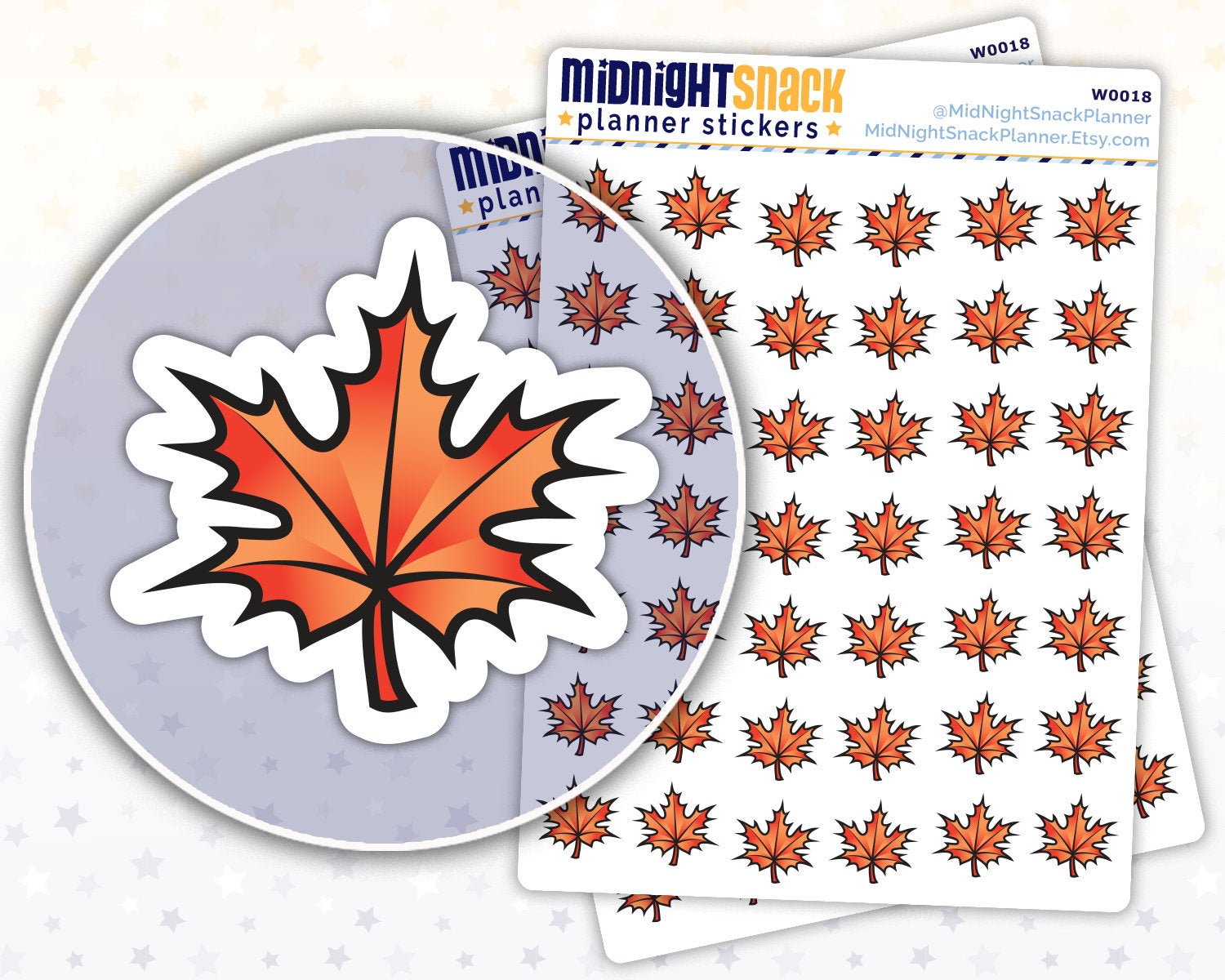 Maple Leaf Icon: Fall Weather Planner Stickers Midnight Snack Planner