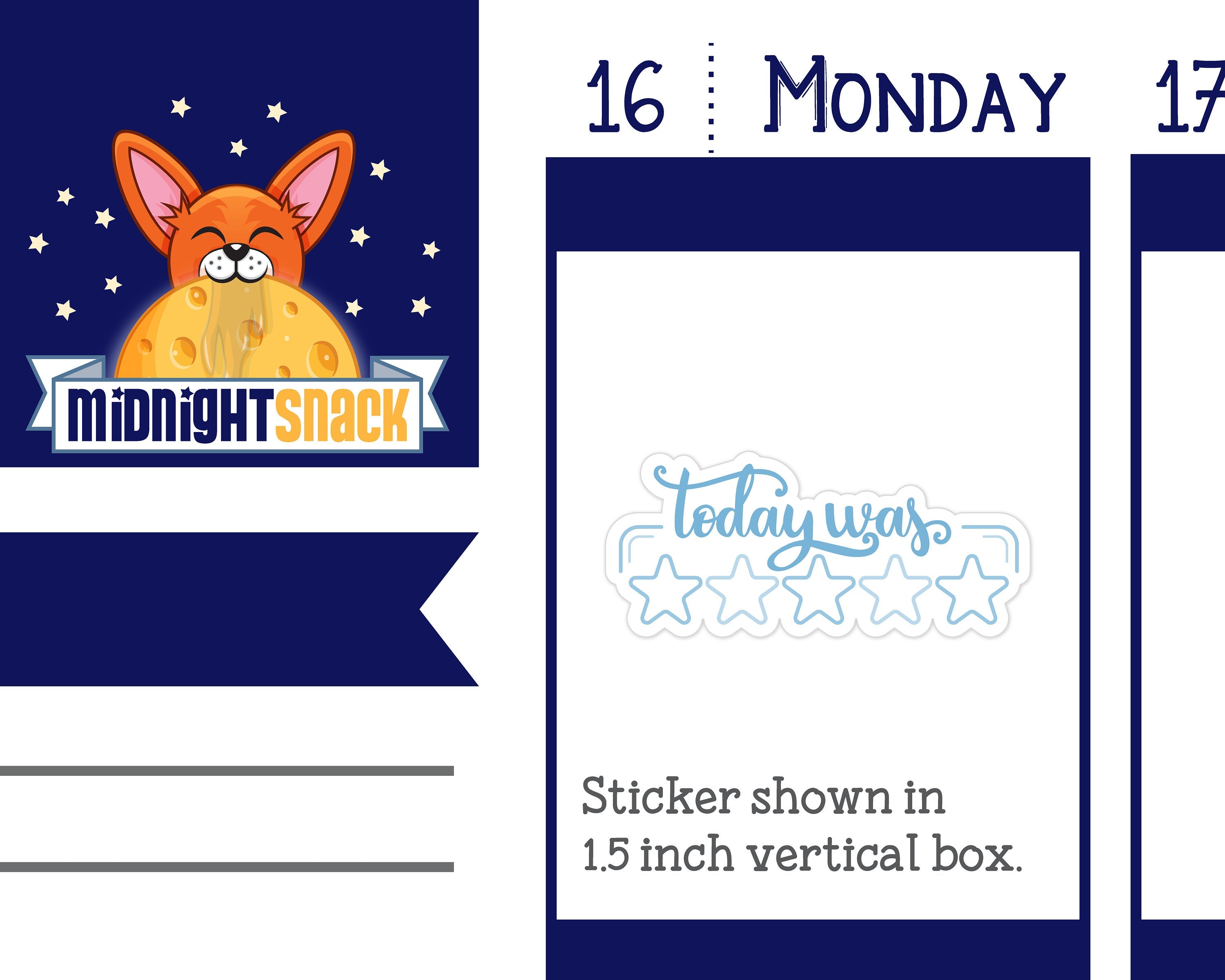 Today Was 5 Star Tracking Sticker: Well-being Planner Sticker Midnight Snack Planner