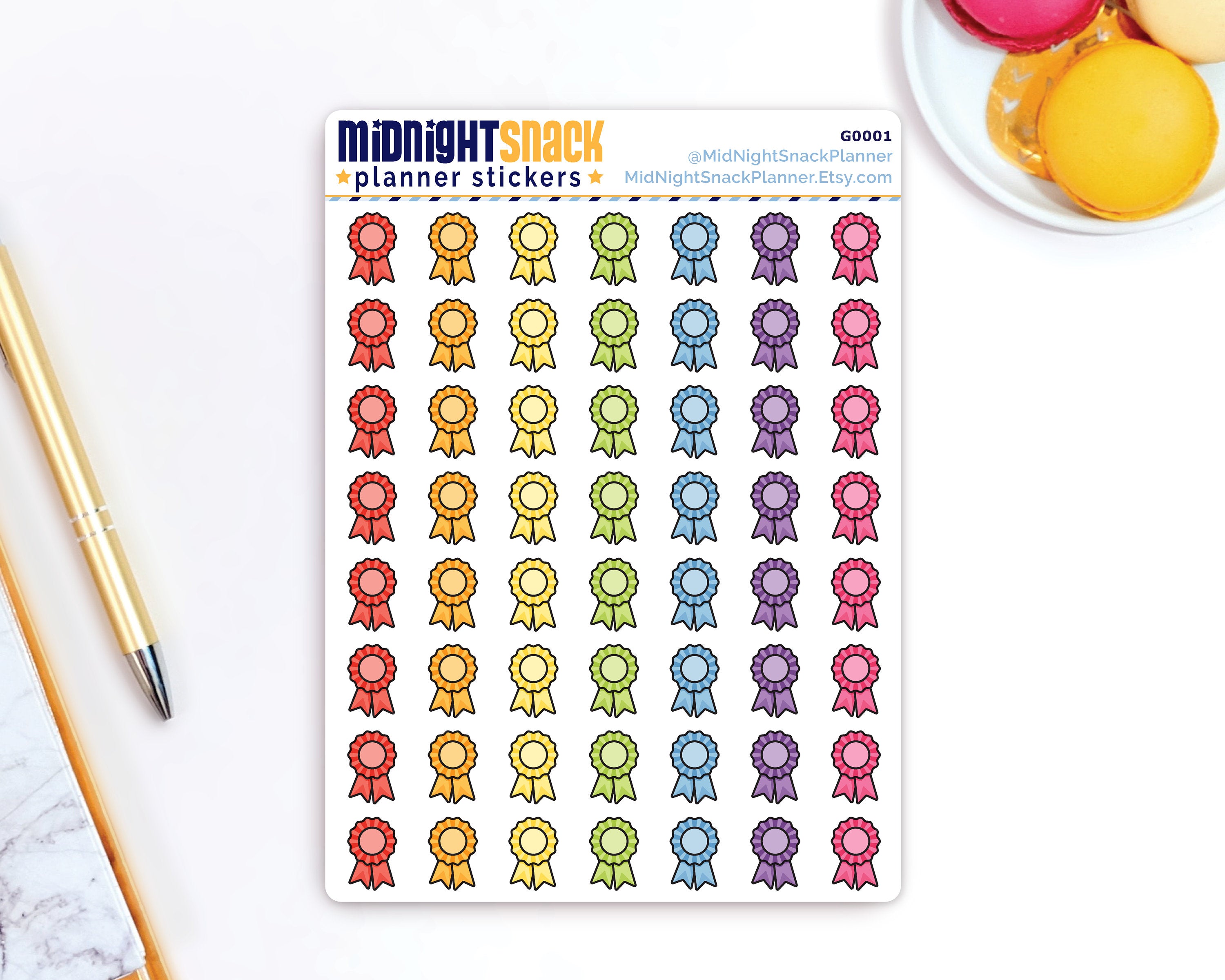 Award Ribbon Icon: Goal Achievement Planner Stickers Midnight Snack Planner