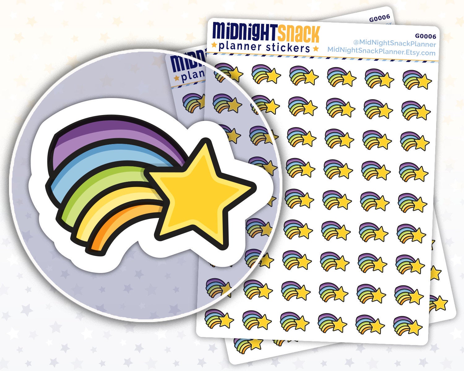 Shooting Star Icon: Goal Planning Planner Stickers Midnight Snack Planner