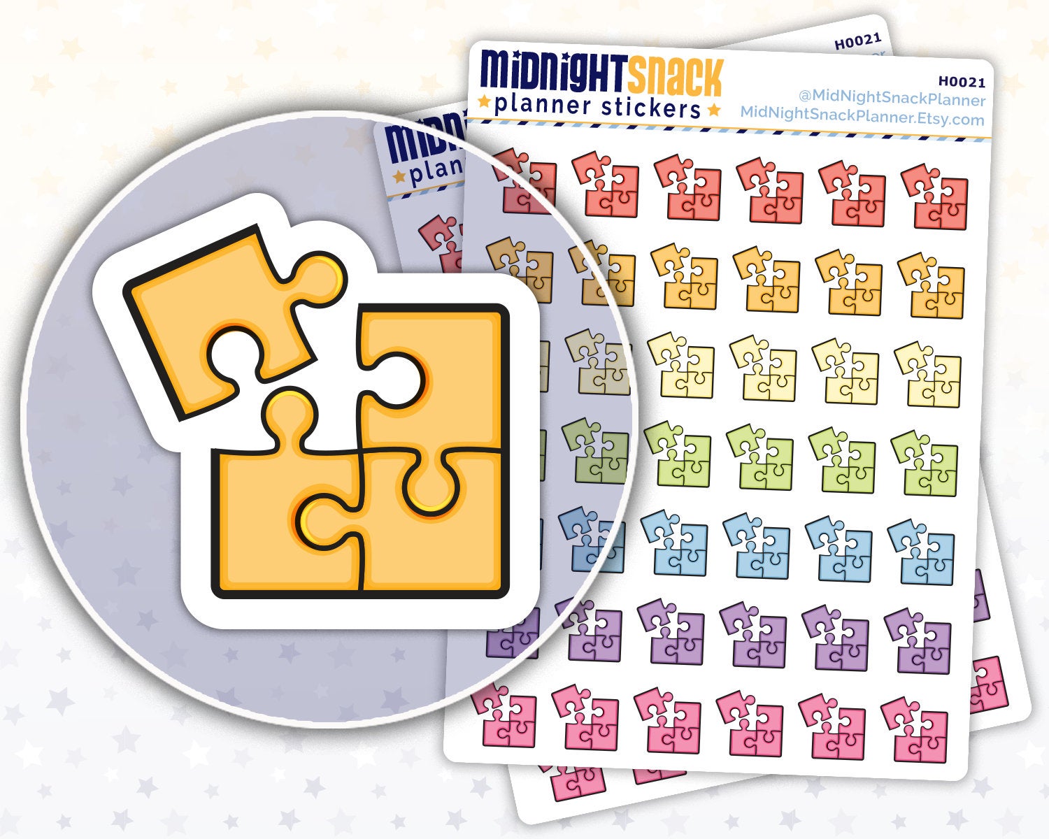 Puzzle Icon: Fun and Games Planner Stickers Midnight Snack Planner