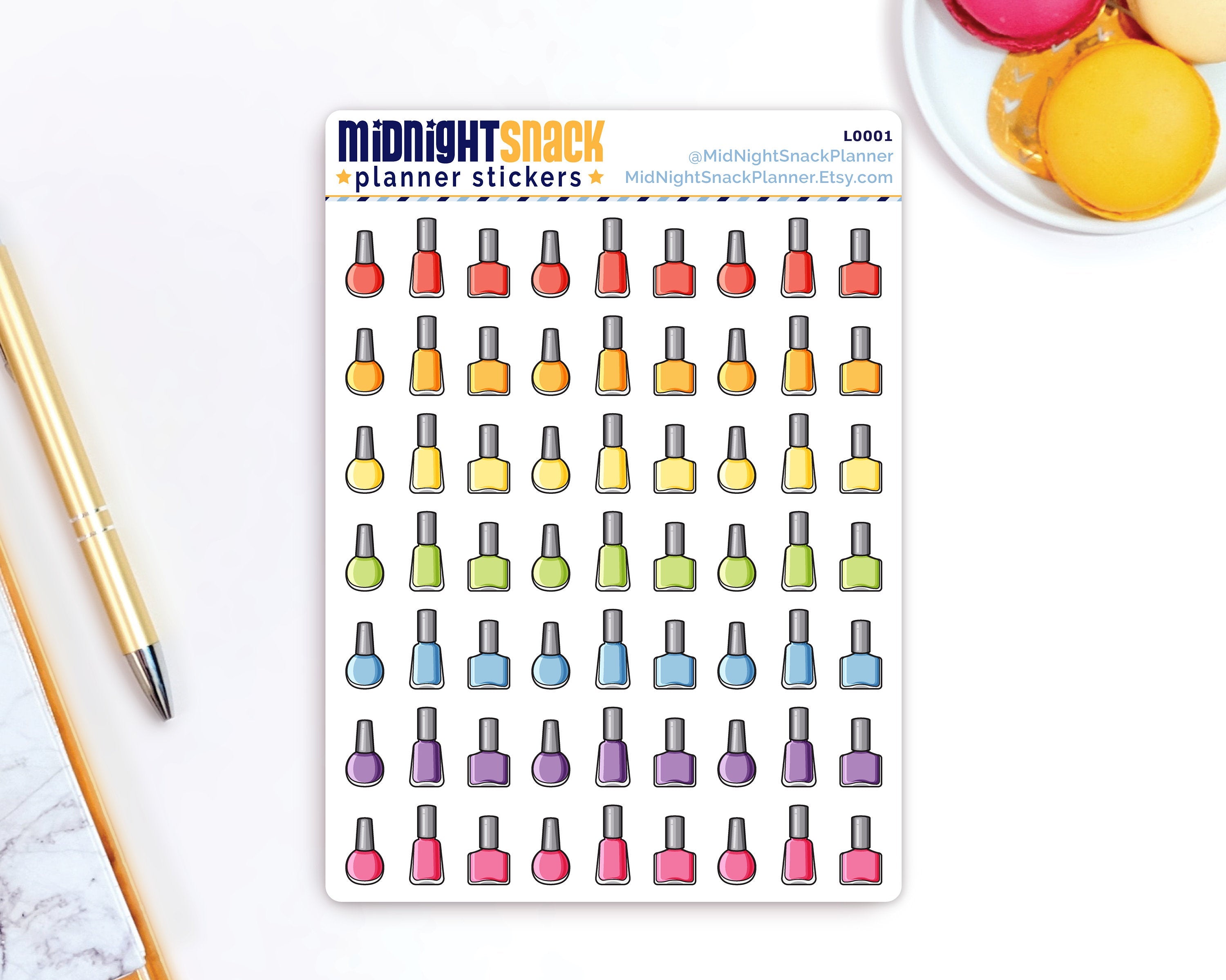 Nail Polish Icon: Selfcare Planner Stickers Midnight Snack Planner