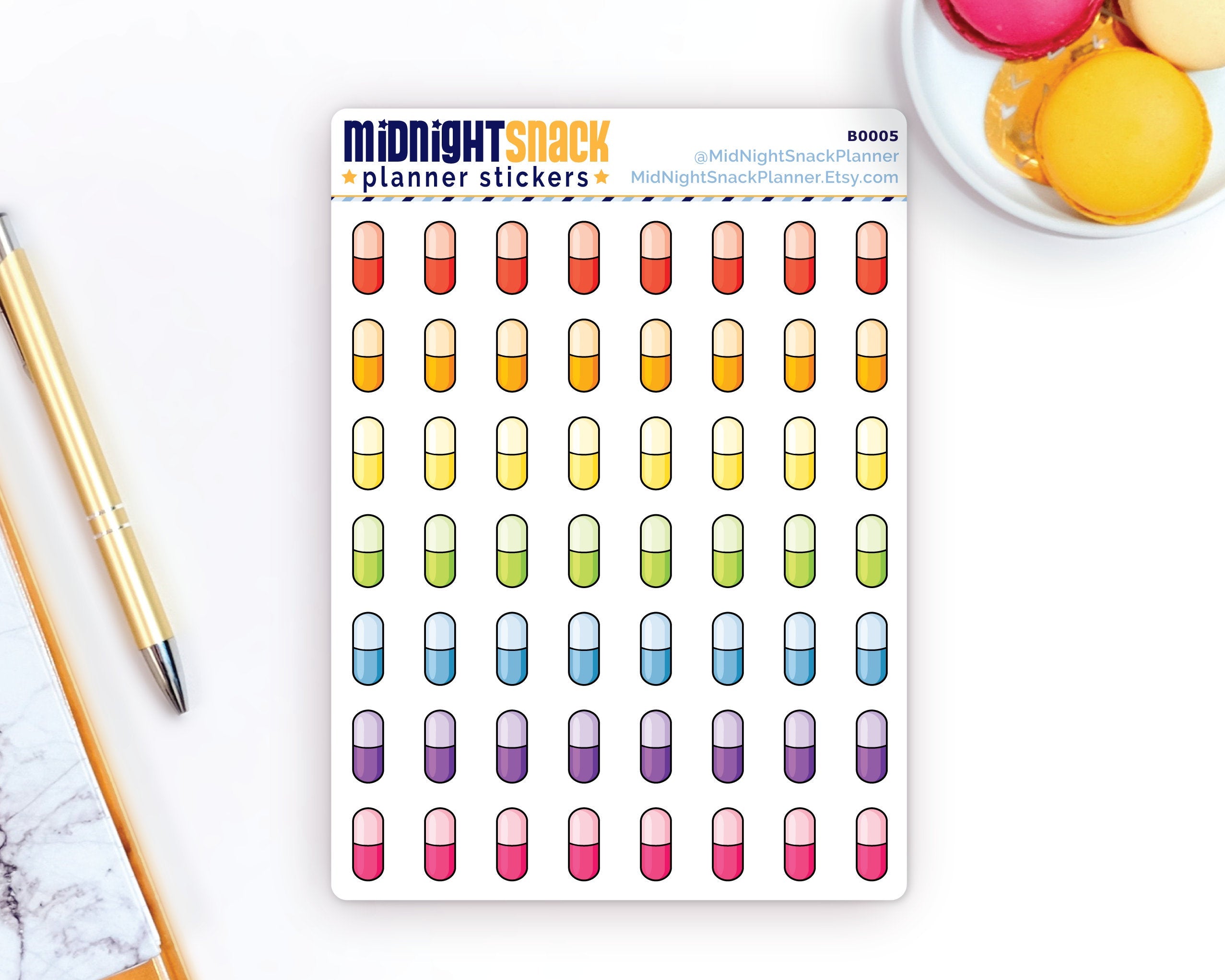 Medicine or Vitamin Icon: Health Planner Stickers Midnight Snack Planner