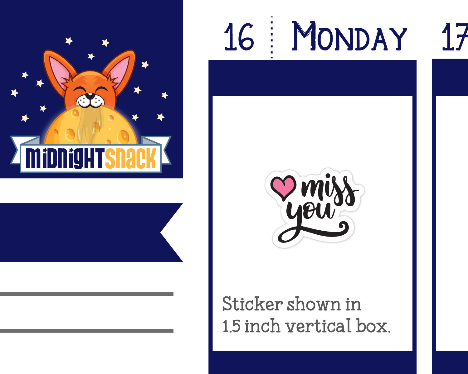 Miss You Planner Stickers Midnight Snack Planner