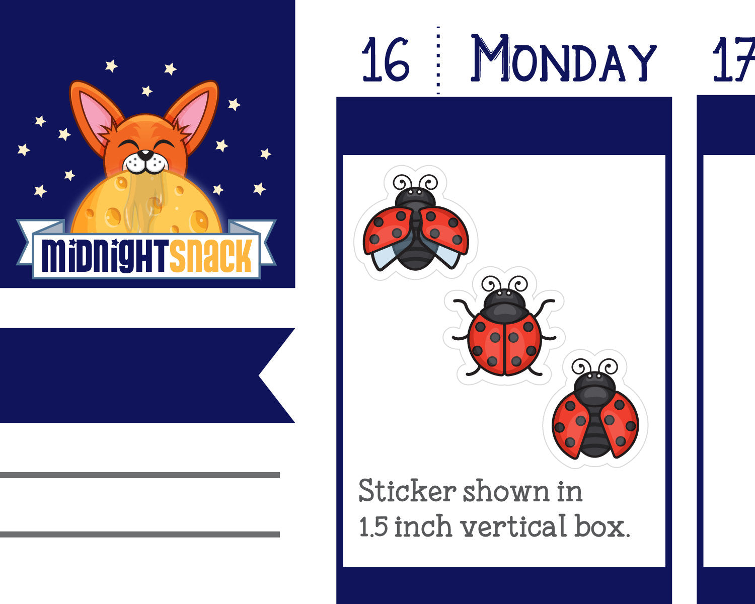 Ladybug Icon: Spring Garden Planner Sticker Midnight Snack Planner