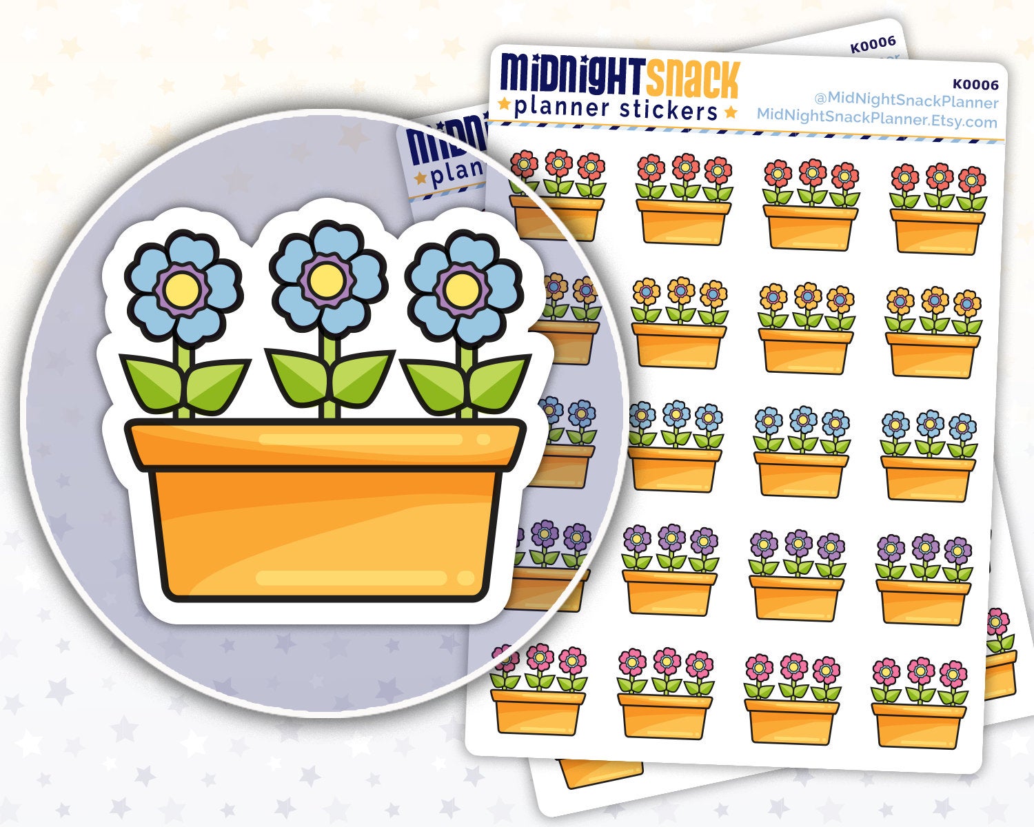 Flower Window Boxes Icon: Plants Planner Stickers Midnight Snack Planner