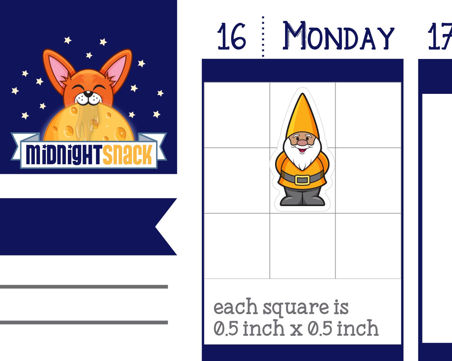 Garden Gnome Icon: Gardening or Yard Work Planner Stickers Midnight Snack Planner