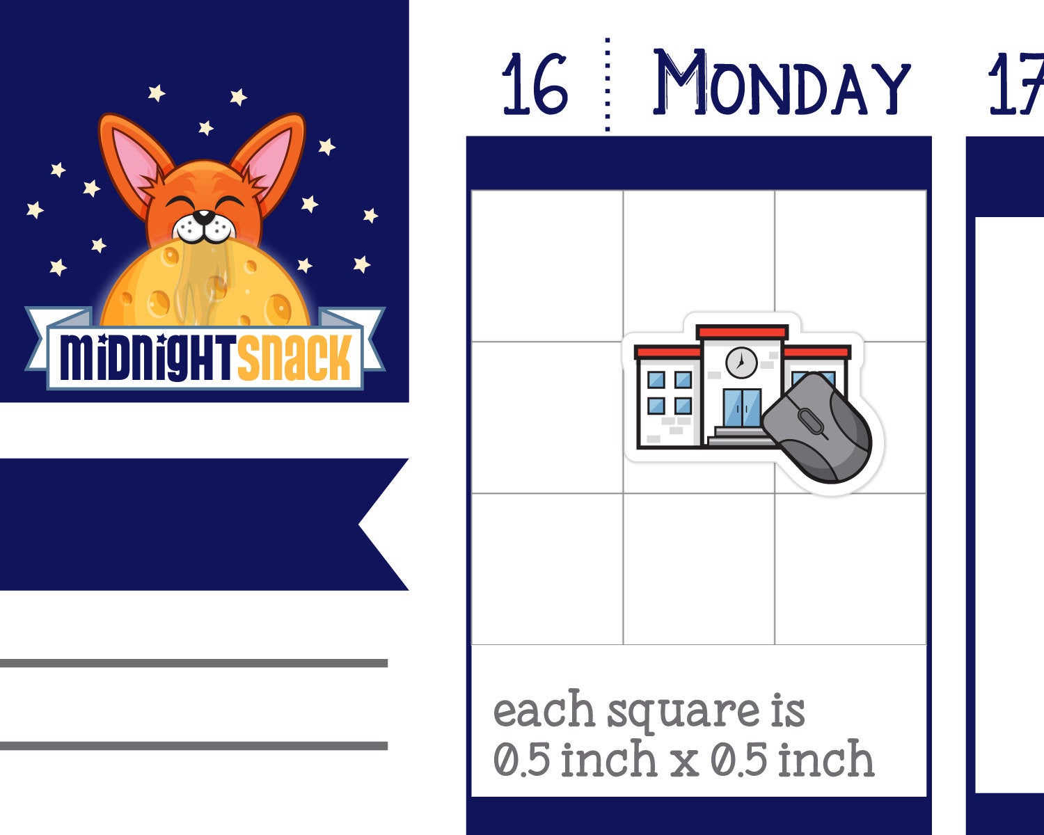 Online School Icon: Home School Planner Stickers Midnight Snack Planner
