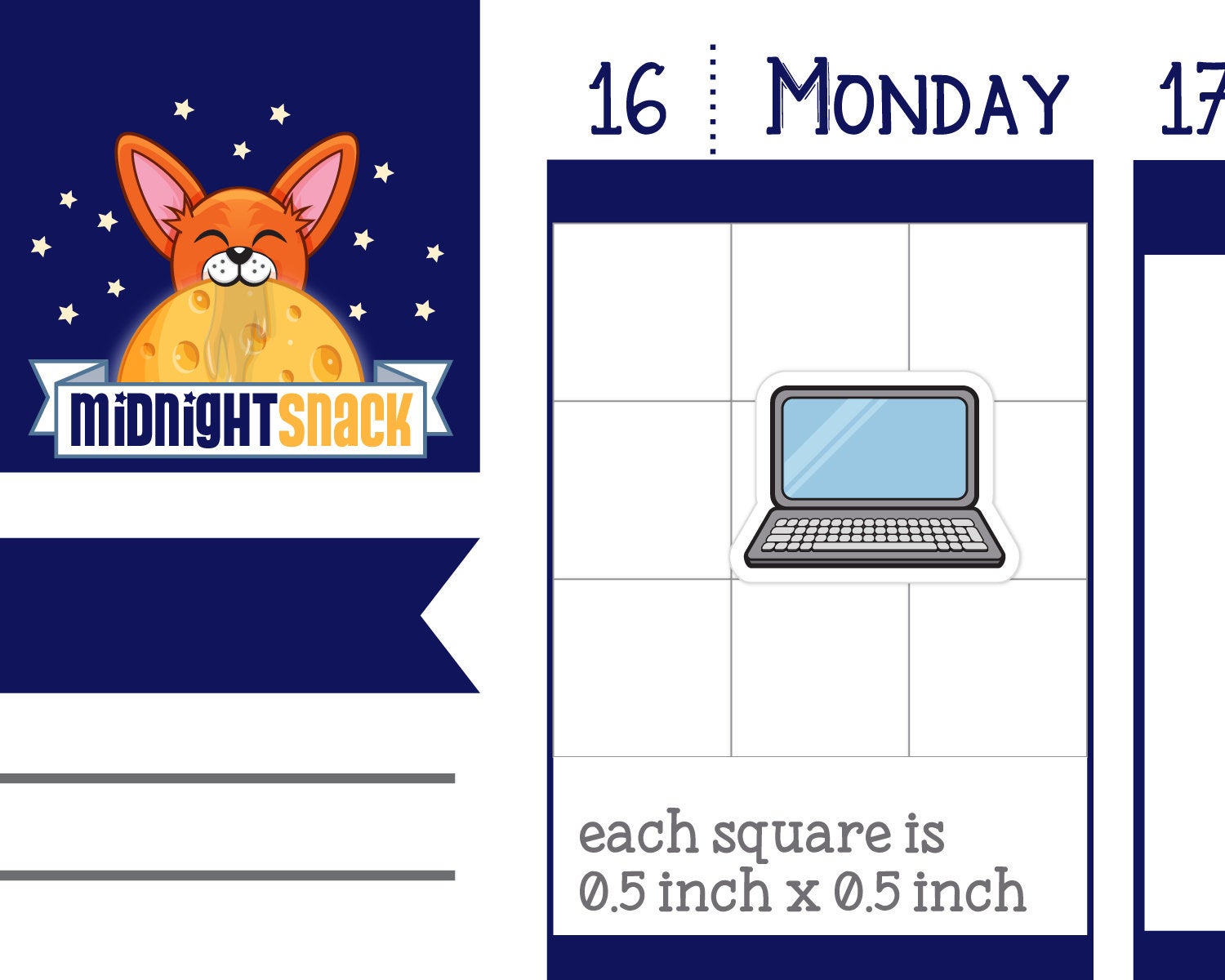 Laptop Computer Icon: Online Planner Sticker Midnight Snack Planner