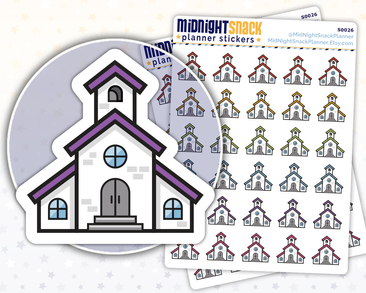 Church Icon: Religious Planner Stickers Midnight Snack Planner