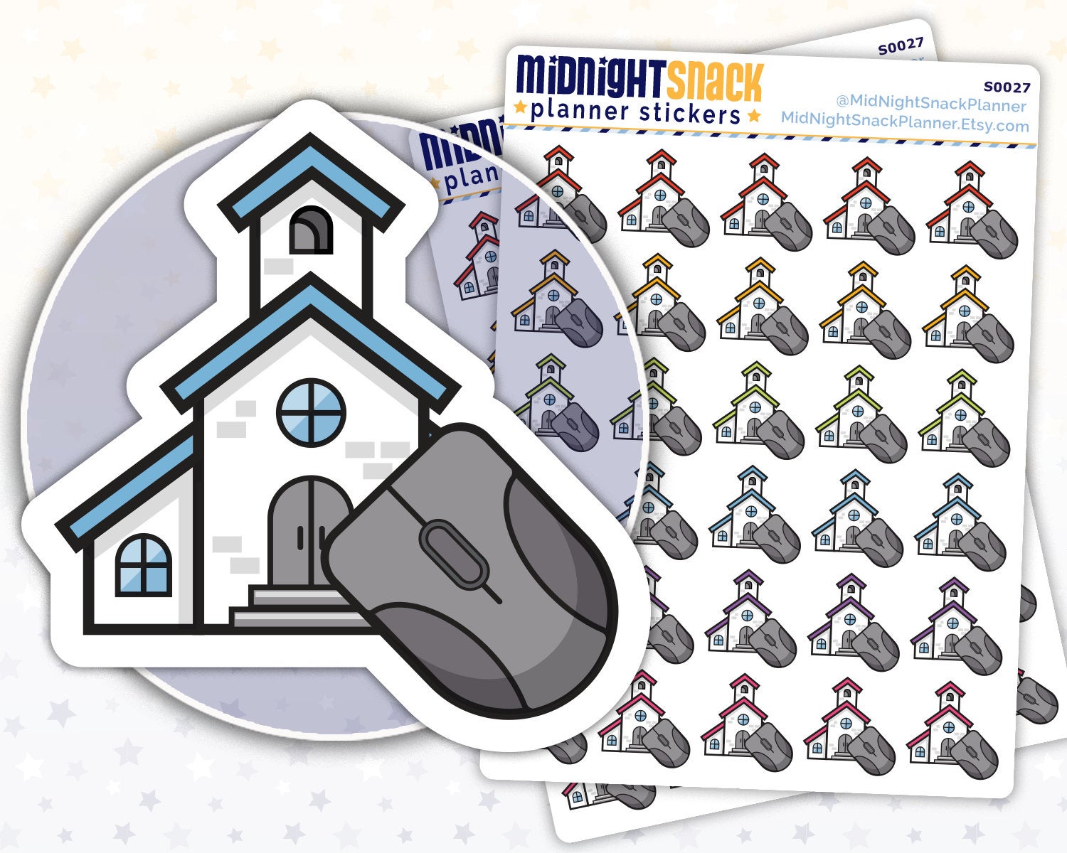 Online Church Icon: Religious Planner Stickers Midnight Snack Planner
