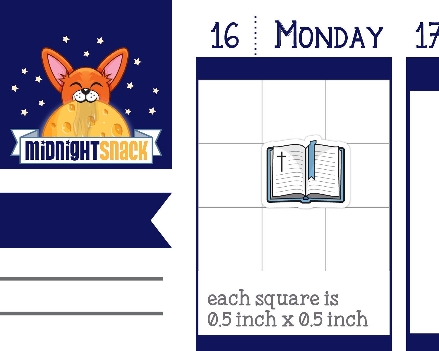 Bible Study Icon: Religious Planner Stickers Midnight Snack Planner