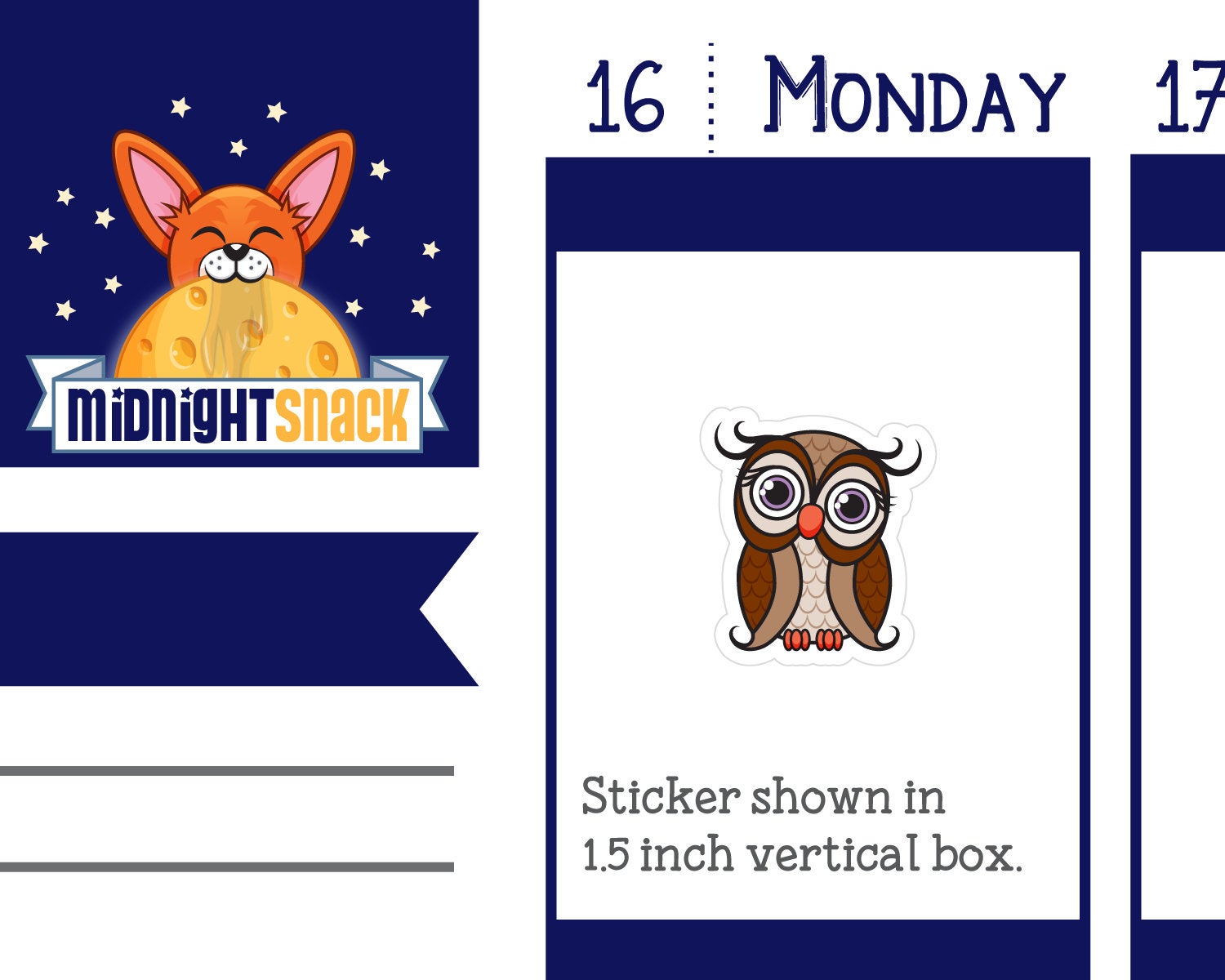 Owl Icon Decorative Planner Sticker Midnight Snack Planner