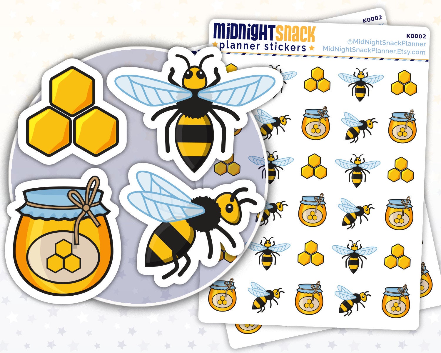 Bee and Honey Icon: Beekeeper Planner Stickers Midnight Snack Planner
