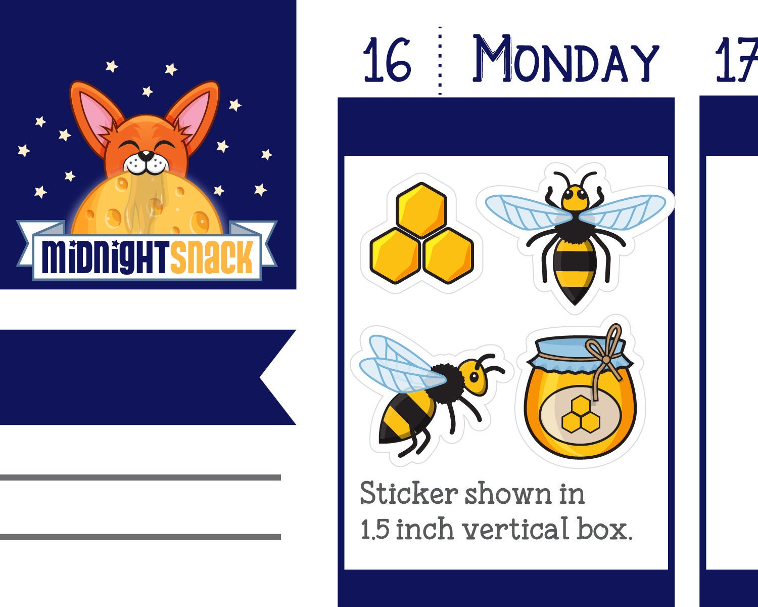 Bee and Honey Icon: Beekeeper Planner Stickers Midnight Snack Planner