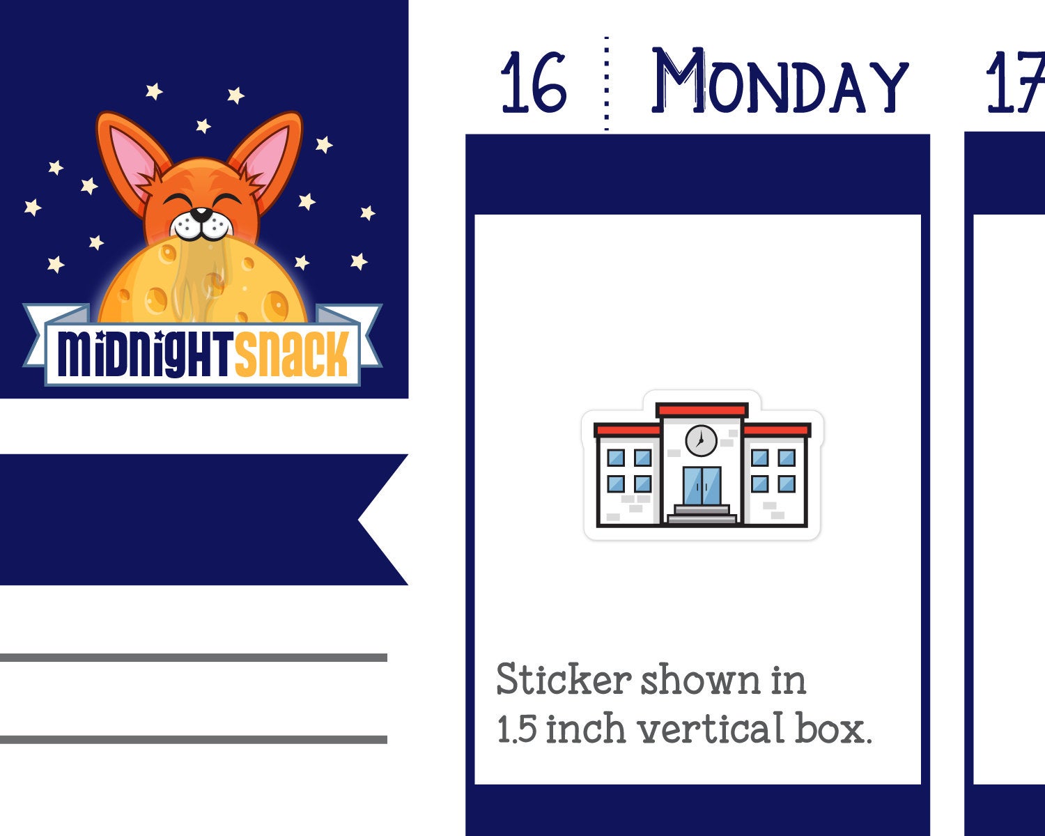 School Building Icon: Back to School Planner Stickers Midnight Snack Planner