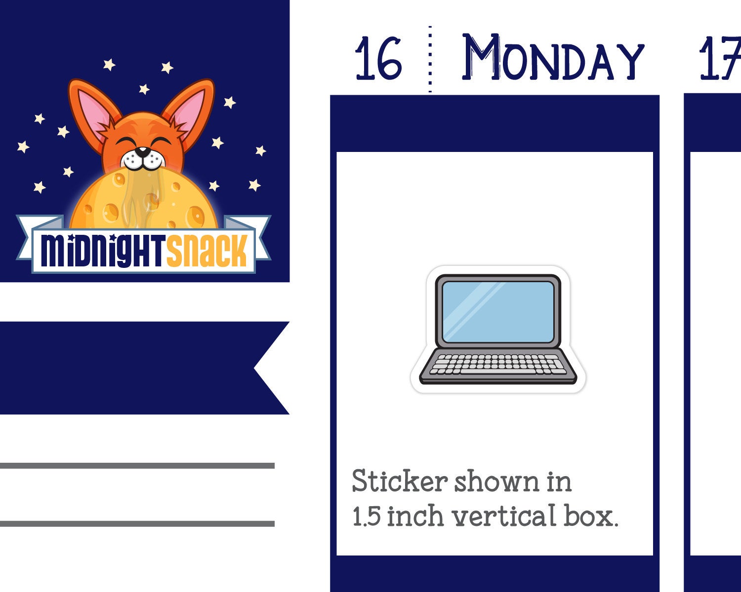Laptop Computer Icon: Online Planner Sticker Midnight Snack Planner