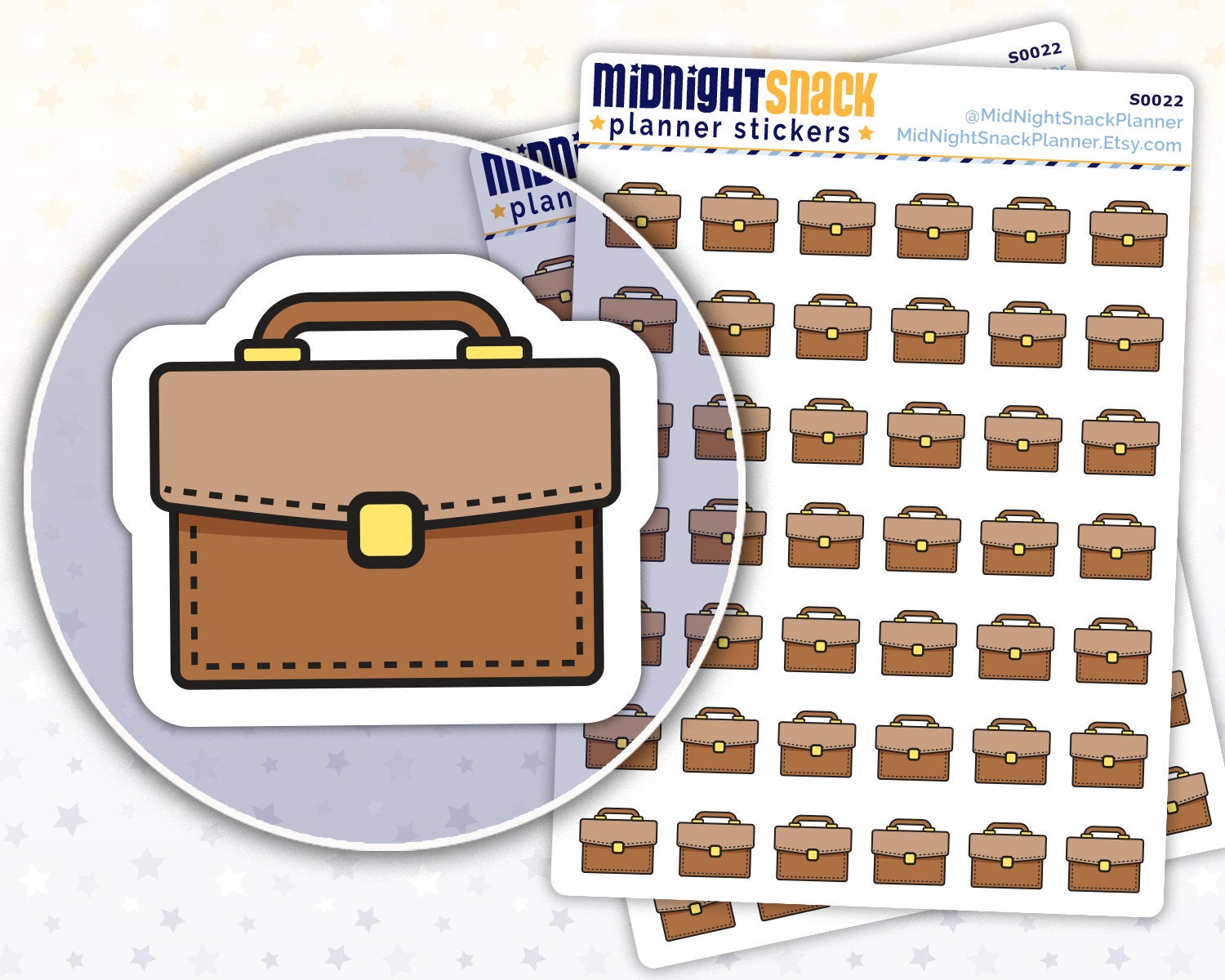 Briefcase Icon: Work Day Planner Stickers Midnight Snack Planner