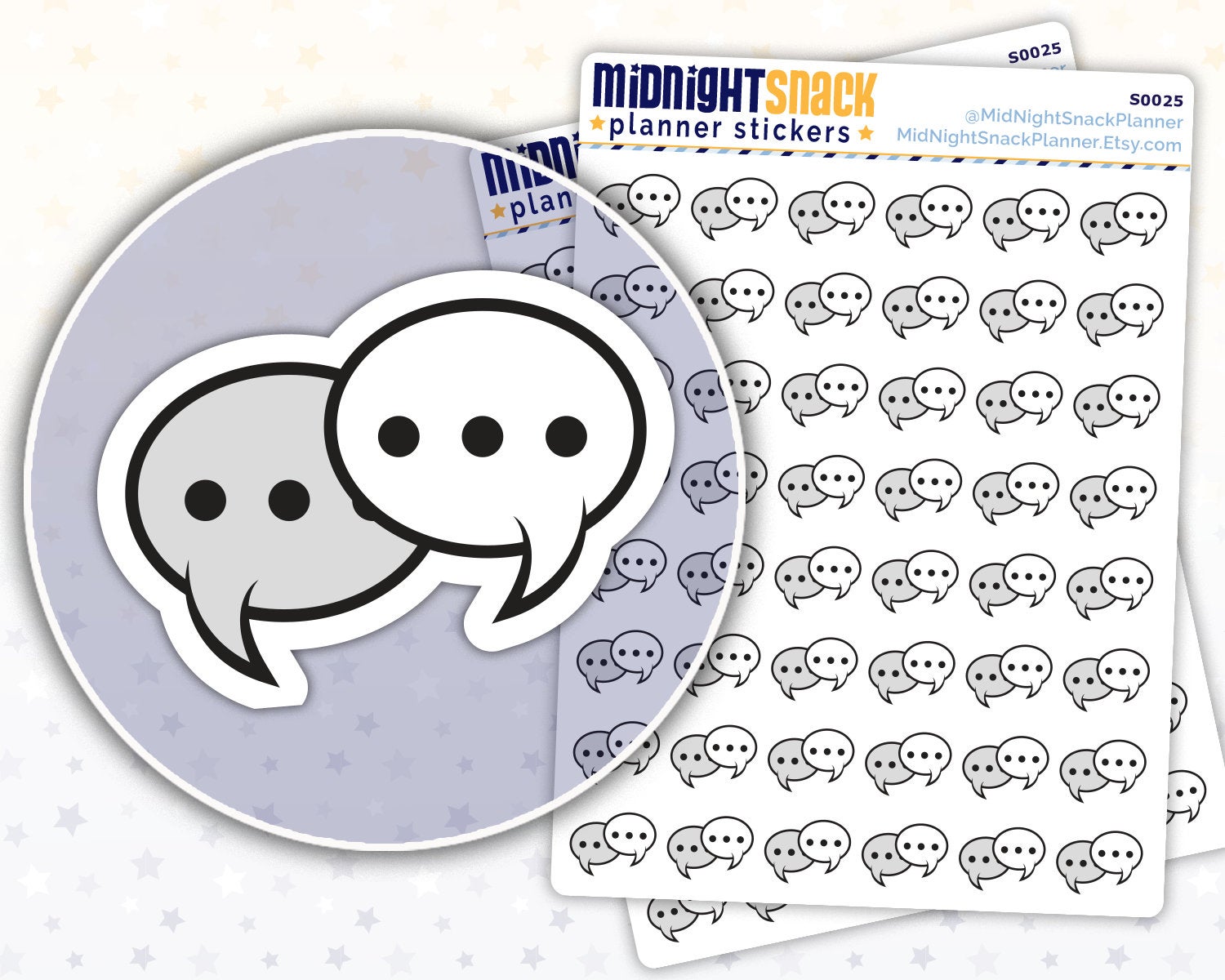 Speech Bubble Icon: Business Meeting Planner Sticker Midnight Snack Planner